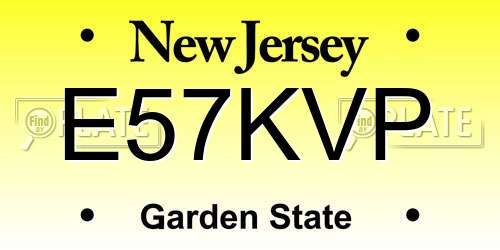 E57KVP New Jersey License Plate