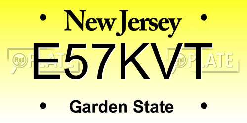 E57KVT New Jersey License Plate