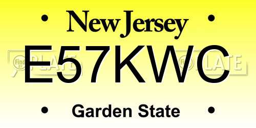 E57KWC New Jersey License Plate