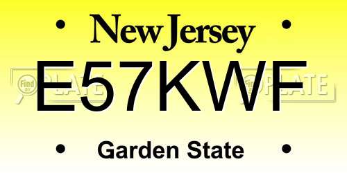 E57KWF New Jersey License Plate