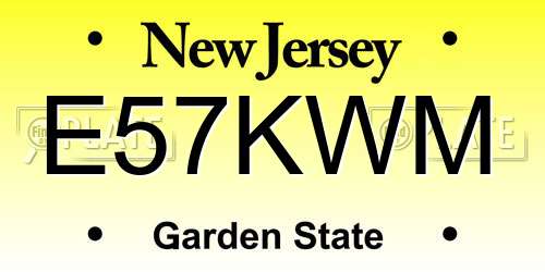 E57KWM New Jersey License Plate