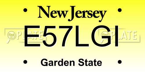 E57LGI New Jersey License Plate