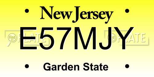 E57MJY New Jersey License Plate