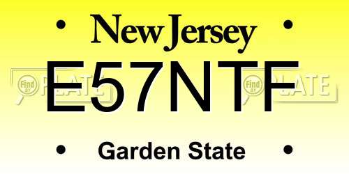 E57NTF New Jersey License Plate