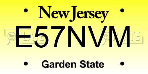 E57NVM New Jersey License Plate