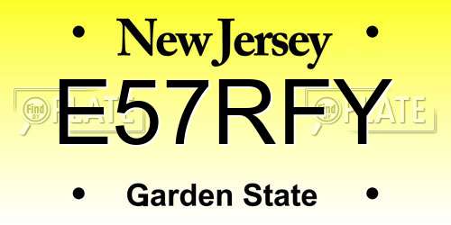 E57RFY New Jersey License Plate