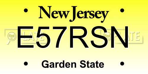 E57RSN New Jersey License Plate