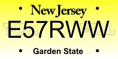 E57RWW New Jersey License Plate