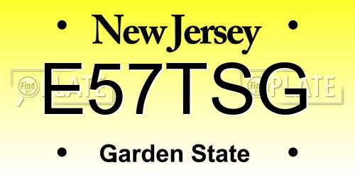 E57TSG New Jersey License Plate