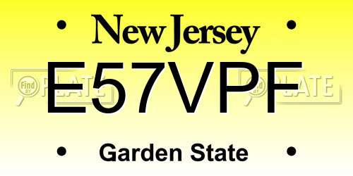 E57VPF New Jersey License Plate