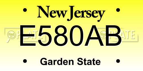 E580AB New Jersey License Plate