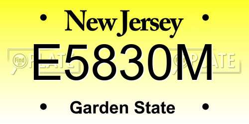 E5830M New Jersey License Plate