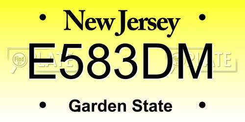 E583DM New Jersey License Plate