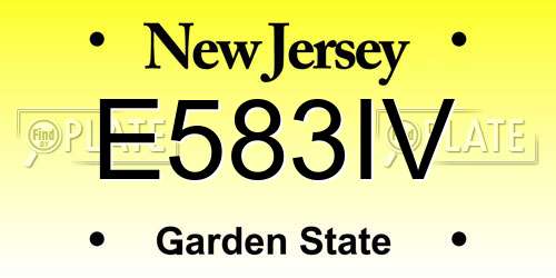 E583IV New Jersey License Plate