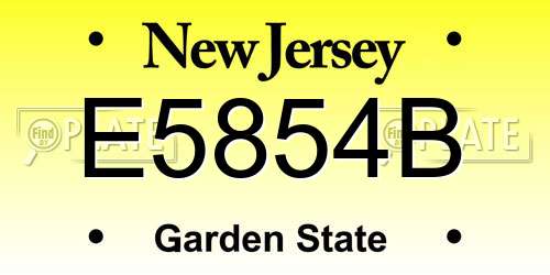 E5854B New Jersey License Plate