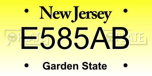 E585AB New Jersey License Plate
