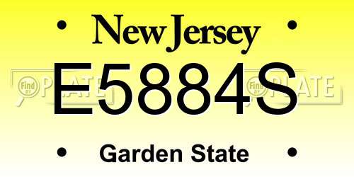 E5884S New Jersey License Plate