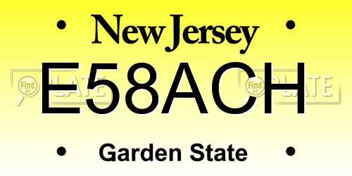 E58ACH New Jersey License Plate