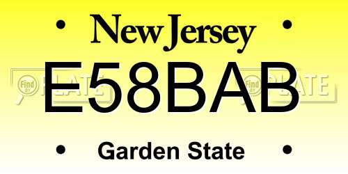 E58BAB New Jersey License Plate