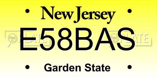 E58BAS New Jersey License Plate