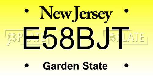 E58BJT New Jersey License Plate