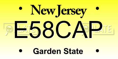 E58CAP New Jersey License Plate