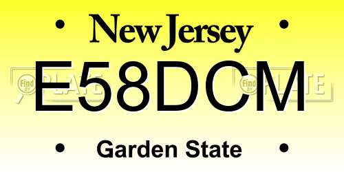 E58DCM New Jersey License Plate