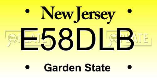 E58DLB New Jersey License Plate