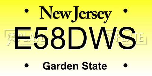 E58DWS New Jersey License Plate