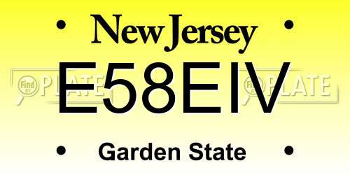 E58EIV New Jersey License Plate