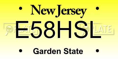 E58HSL New Jersey License Plate