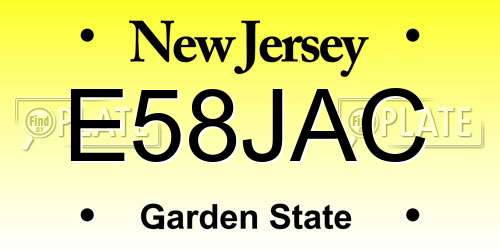 E58JAC New Jersey License Plate