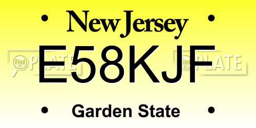 E58KJF New Jersey License Plate