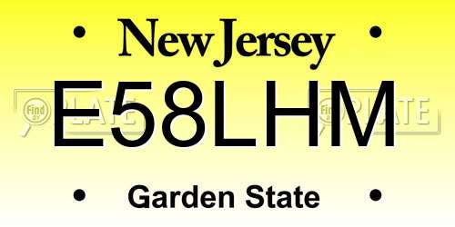 E58LHM New Jersey License Plate