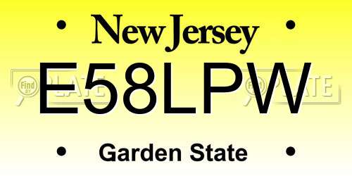 E58LPW New Jersey License Plate