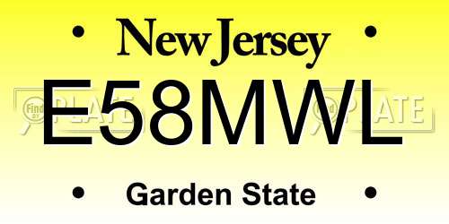 E58MWL New Jersey License Plate
