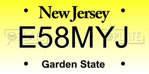 E58MYJ New Jersey License Plate