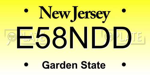 E58NDD New Jersey License Plate
