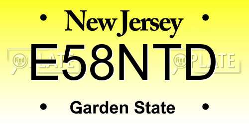 E58NTD New Jersey License Plate