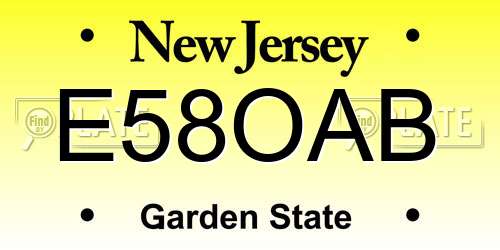 E58OAB New Jersey License Plate