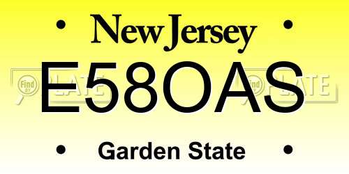 E58OAS New Jersey License Plate