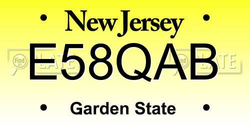 E58QAB New Jersey License Plate