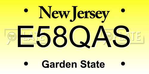 E58QAS New Jersey License Plate