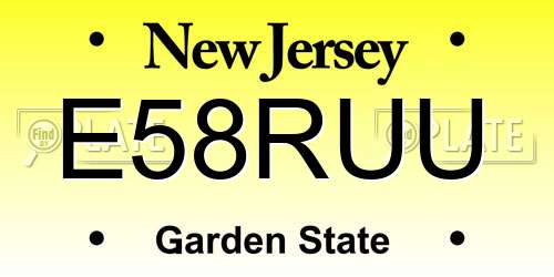 E58RUU New Jersey License Plate