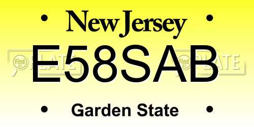 E58SAB New Jersey License Plate