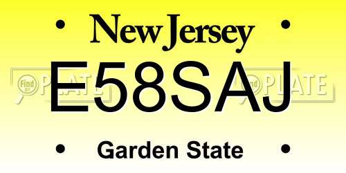 E58SAJ New Jersey License Plate