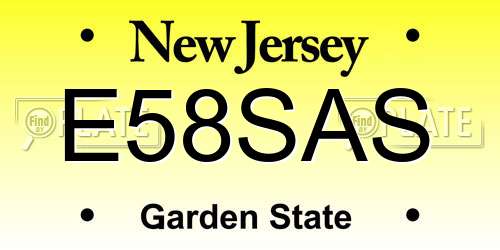 E58SAS New Jersey License Plate
