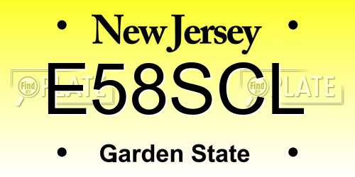 E58SCL New Jersey License Plate