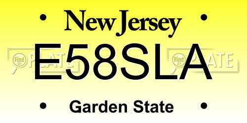 E58SLA New Jersey License Plate
