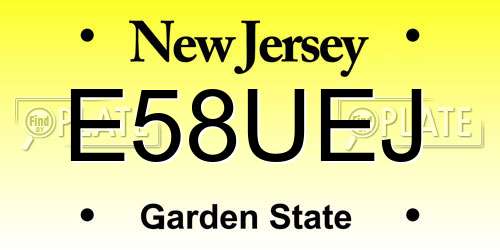 E58UEJ New Jersey License Plate